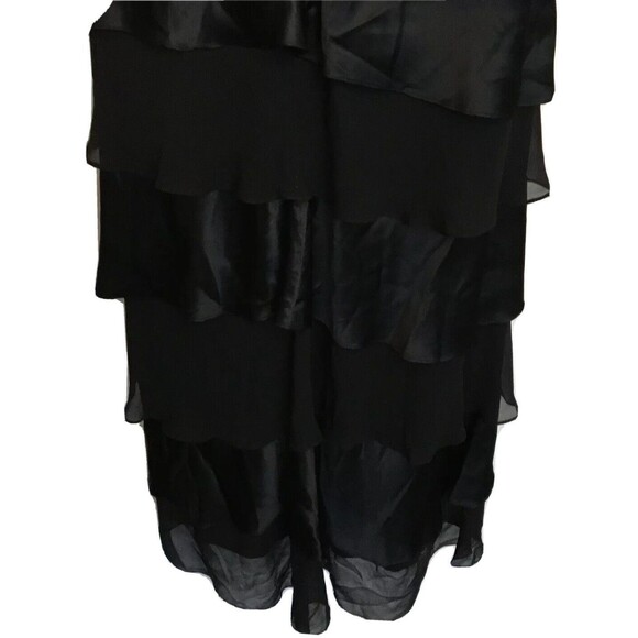 TADASHI SHOJI Black Silk Tiered V-neck Gown Sleeveless Size 6 Stunning - Picture 7 of 12